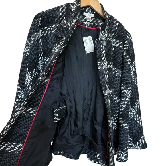NWT Harold’s Women’s XL Black Plaid Wool Blend Jacket Belted Waist Casual $225 - Picture 6 of 7